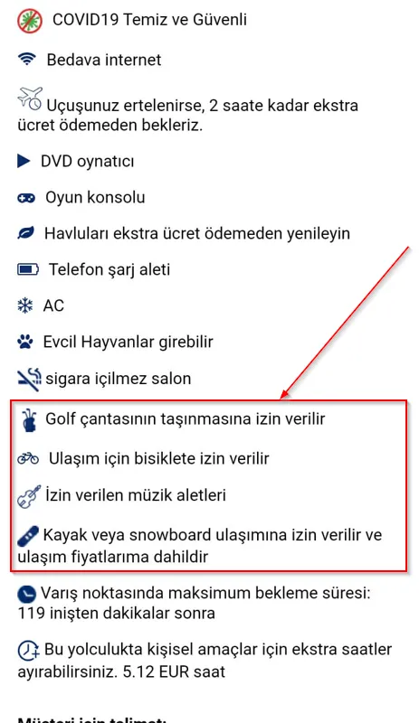 Araba ile transfer açıklamasında bagaj çeşitleri
